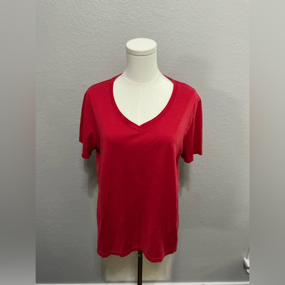 Classic Red V-Neck Women's Top
